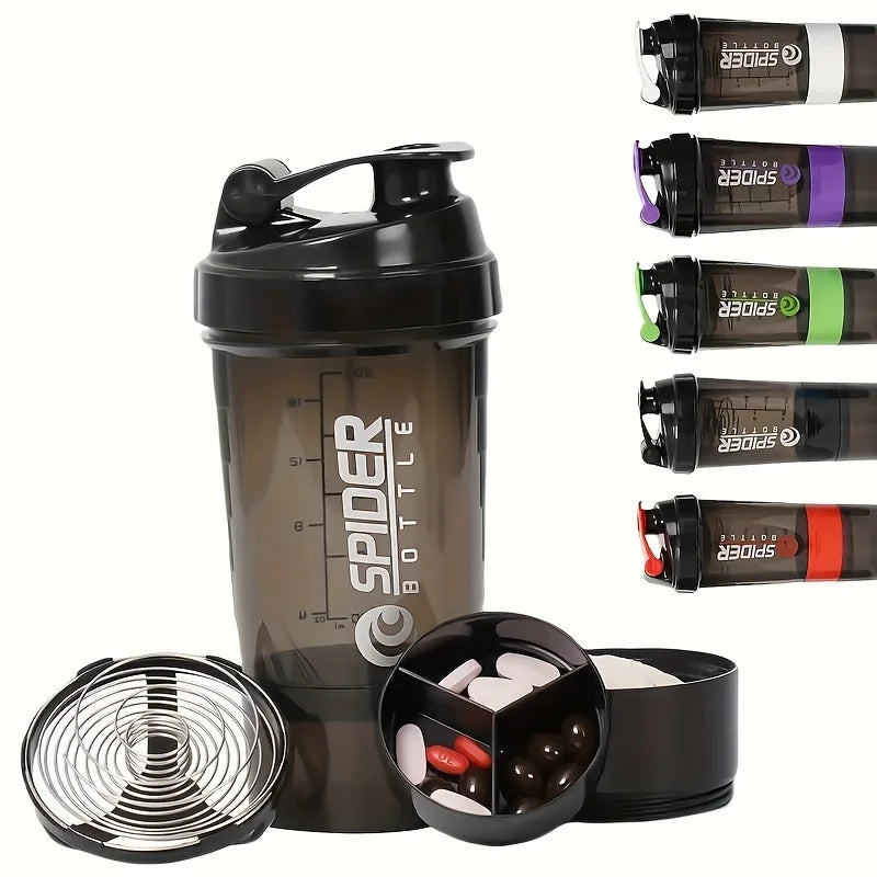 Sport Water Bottle Portable Protein Shake Cup 3 Layers Shake Cup with Measurement Marking Gym Fitness Protein Shake Bottle