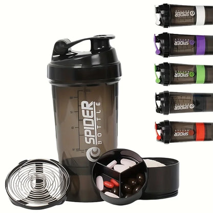 Sport Water Bottle Portable Protein Shake Cup 3 Layers Shake Cup with Measurement Marking Gym Fitness Protein Shake Bottle