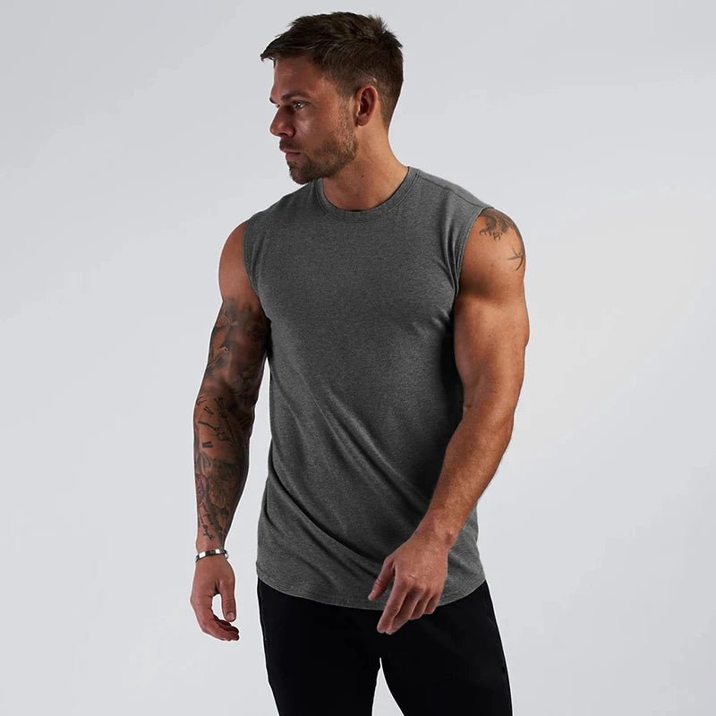 “Flexoora Men’s Breathable Cotton Muscle Tank – Gym & Workout”