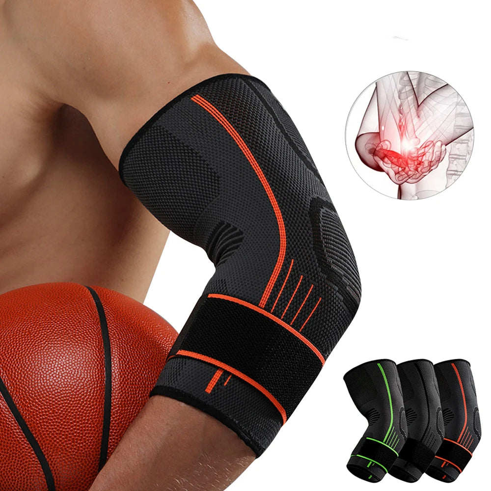 “Flexoora Adjustable Elbow Brace – Gym Fitness Body Compression Sleeve & Strap”