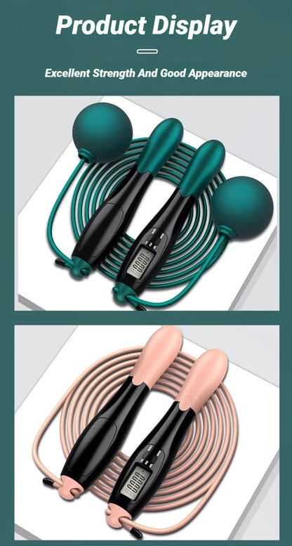 “Flexoora Counting Jump Rope – Gym Fitness Body Adjustable Steel Skipping Rope with Counter”