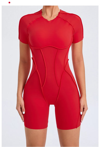 “Flexoora Women’s Backless Scrunch Booty Short Jumpsuit – Gym & Yoga”