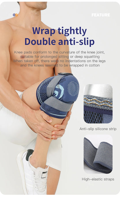 “Flexoora Men’s Knee Support Pads – Gym Fitness Body Silicone Spring for Basketball & Volleyball”