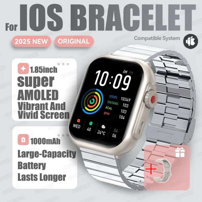 2025 New Fashion Sports Smart Watch Men Women 1.85-Inch HD AMOLED Full Touch Screen IP68 Waterproof Bluetooth Call SmartWatches