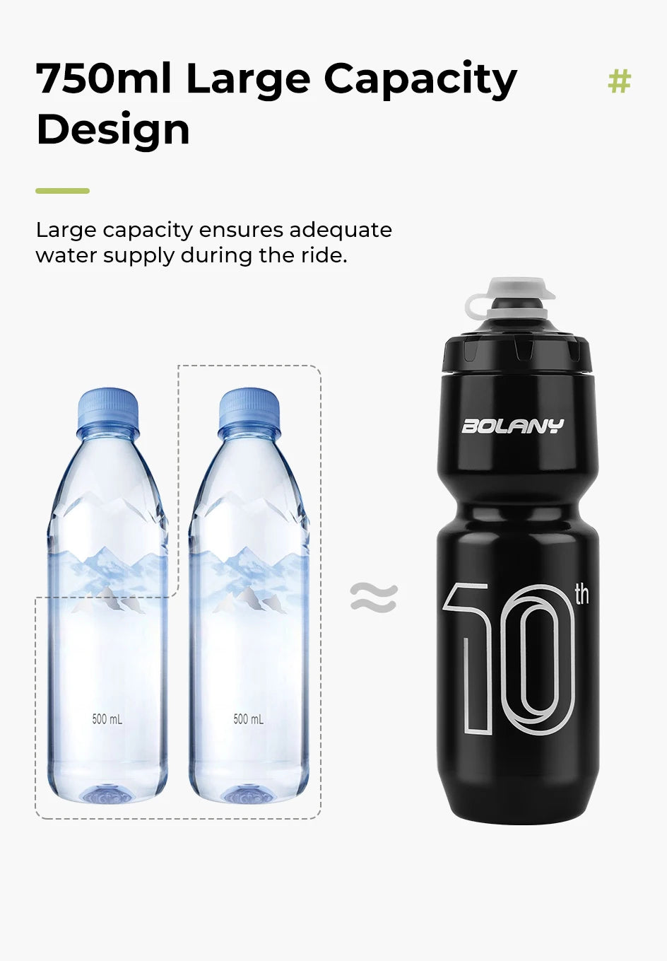 BOLANY 750ML Sports Bottle Ultralight Transparent Plastic Kettle with lid Portable Bottle Squeeze Drinking Cycling Supplie