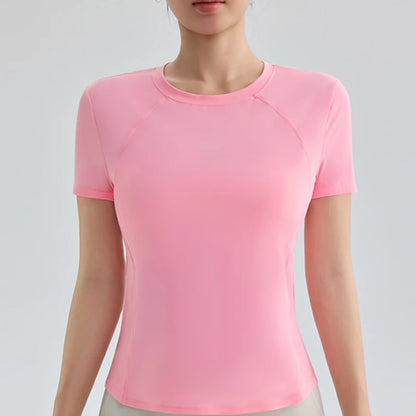 “Flexoora Women’s Quick‑Dry Round‑Neck Short‑Sleeve Gym Tee”