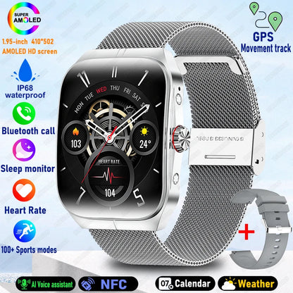 2025 New 1.95 Inch Ultra HD Smart Watch Men For OPPO GPS Tracking Bluetooth Call NFC Heart Rate Sports Fitness Women Smart Watch