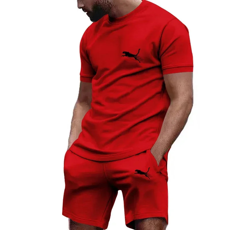 “Flexoora Men’s Mesh Running Set – Breathable T‑Shirt & Shorts”