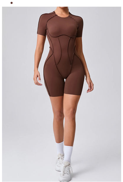 “Flexoora Women’s Backless Scrunch Booty Short Jumpsuit – Gym & Yoga”