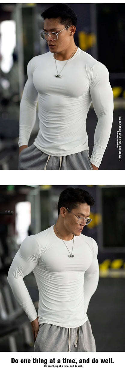 “Flexoora Men’s Quick‑Dry Tight Fit Long‑Sleeve Training Top – All‑Season”