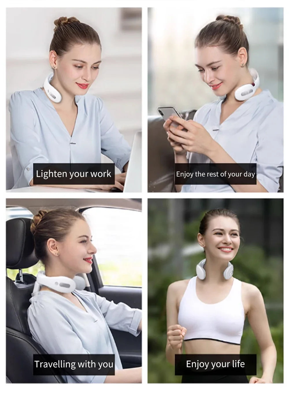 Smart Neck Massager with Heat & Pulse Therapy – Pain Relief for Neck & Shoulders