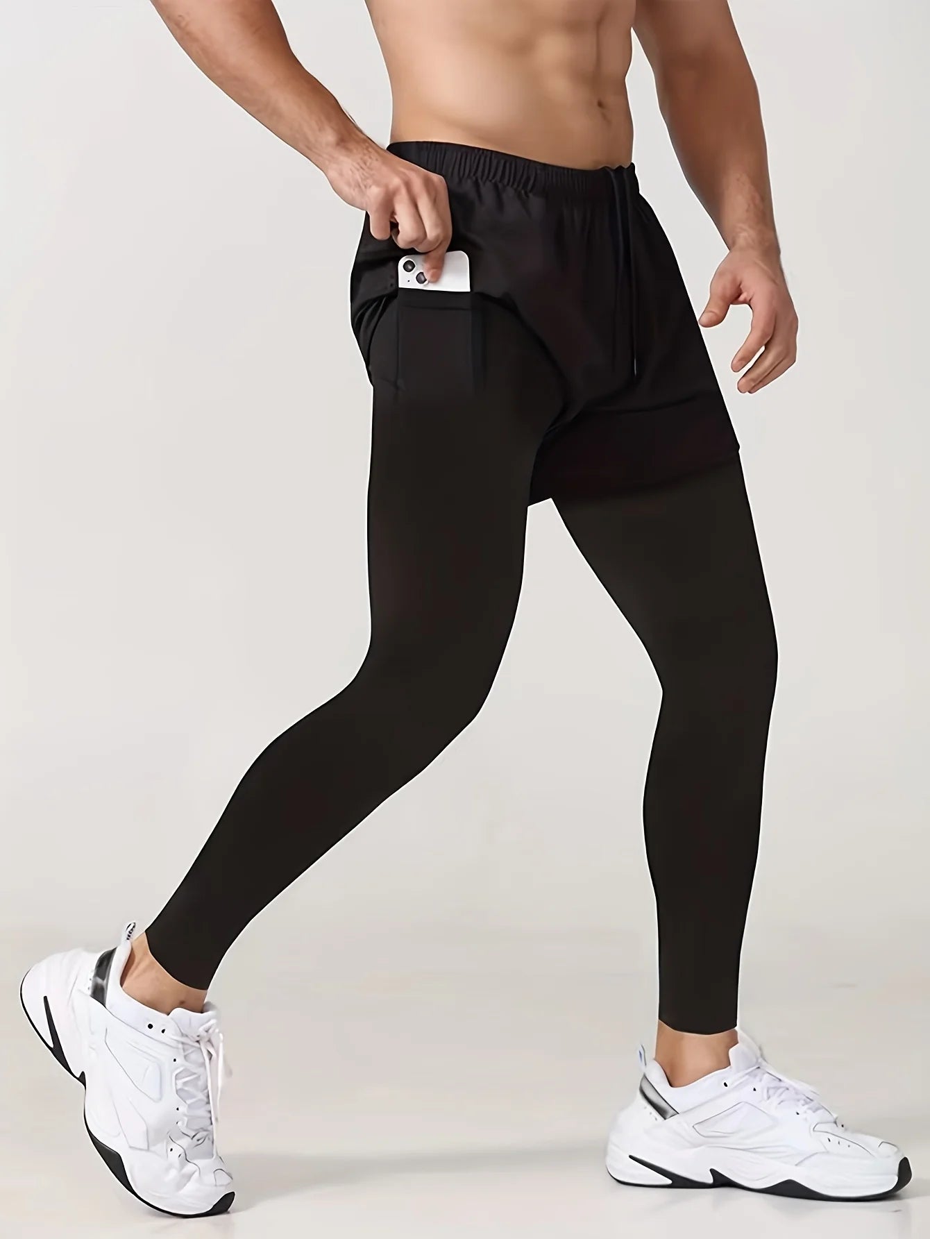 ‘’Flexoora Men’s 2‑in‑1 Quick‑Dry Double Layer Leggings & Pants’’
