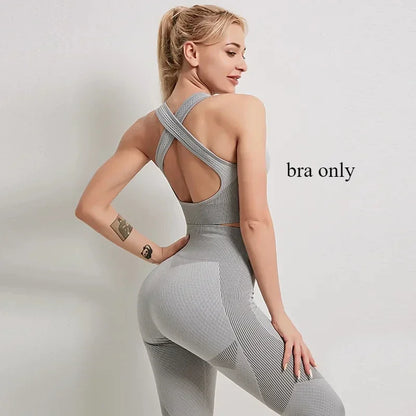 “Flexoora Women’s Zipper Long‑Sleeve Crop Bra & Leggings Set”