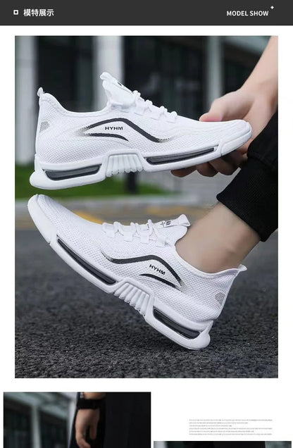 Men's sports shoes 2025 summer new sports trendy shoes anti slip casual running shoes breathable and comfortable white shoes