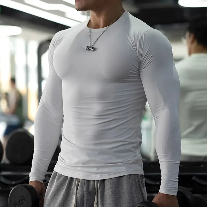 “Flexoora Men’s Quick‑Dry Tight Fit Long‑Sleeve Training Top – All‑Season”