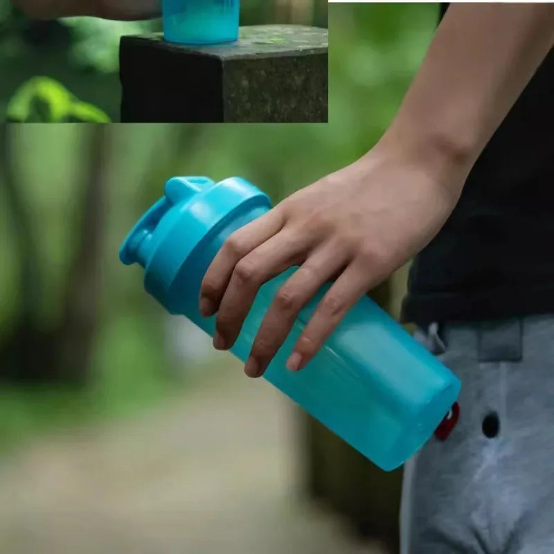 Sports Shaker Protein Bottle with steel Ball Powder Shake Cup Water Bottle Plastic Mixing Cup Body Building Exercise Bottle