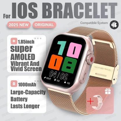 2025 New Fashion Sports Smart Watch Men Women 1.85-Inch HD AMOLED Full Touch Screen IP68 Waterproof Bluetooth Call SmartWatches