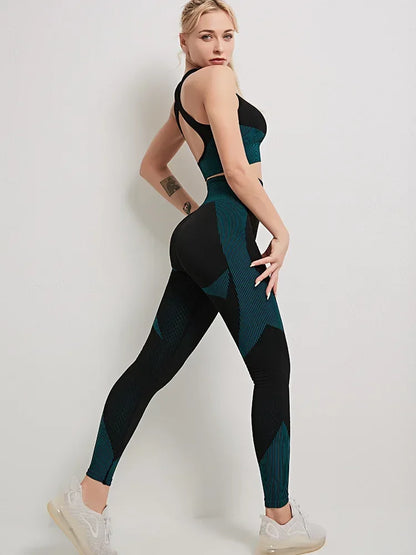 “Flexoora Women’s Zipper Long‑Sleeve Crop Bra & Leggings Set”