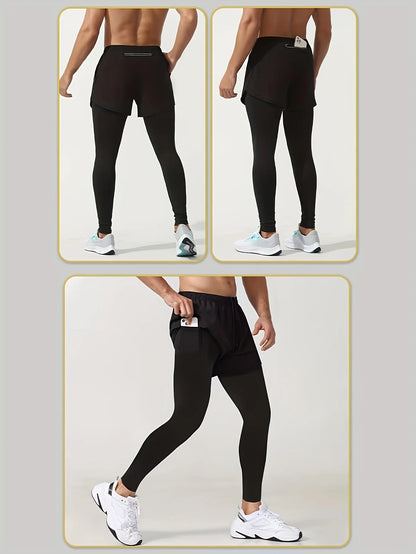 ‘’Flexoora Men’s 2‑in‑1 Quick‑Dry Double Layer Leggings & Pants’’