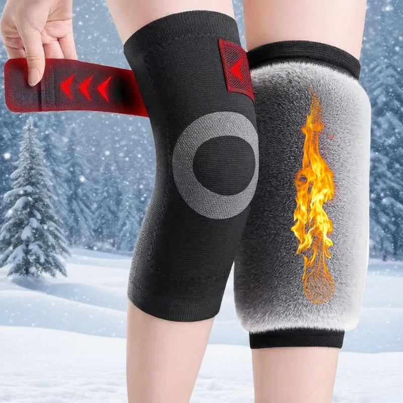 “Flexoora Winter Warm Knee Sleeves – Gym Fitness Body Adjustable Strap & Faux‑Fur Comfort”