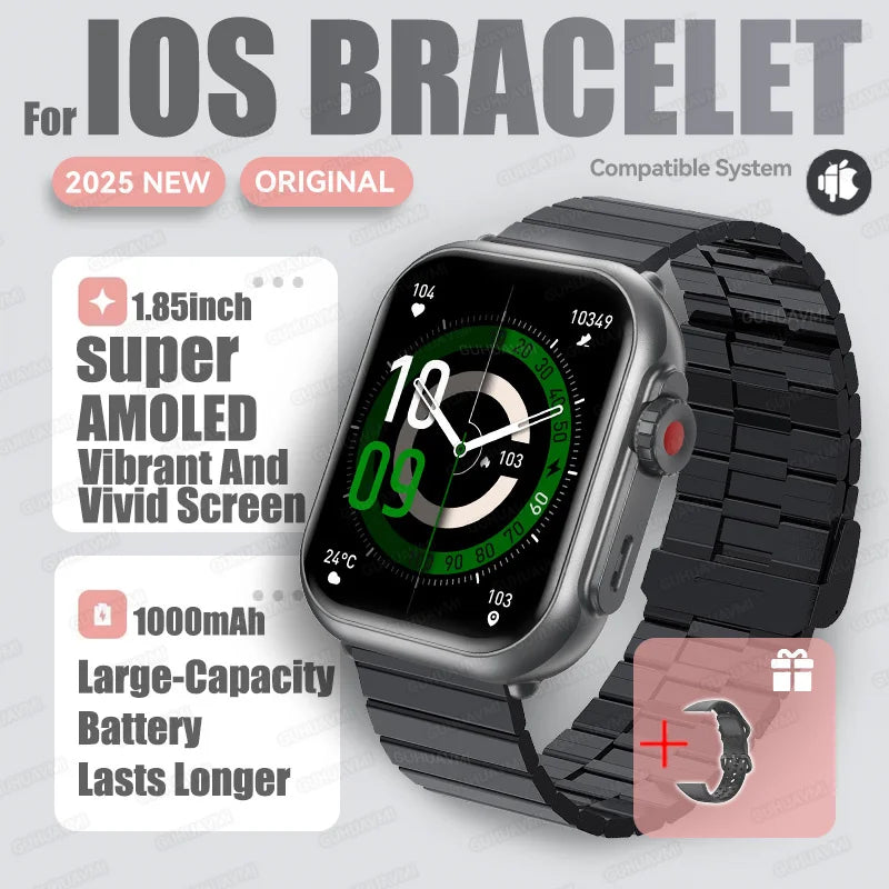 2025 New Fashion Sports Smart Watch Men Women 1.85-Inch HD AMOLED Full Touch Screen IP68 Waterproof Bluetooth Call SmartWatches