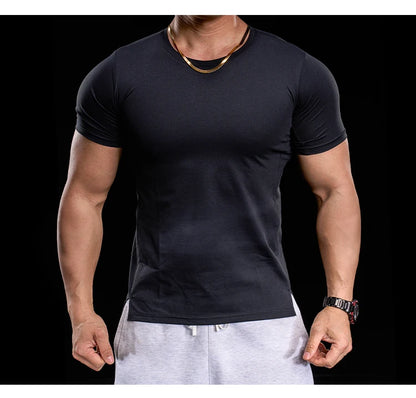 “Flexoora Men’s High‑Elasticity Breathable Short‑Sleeve Gym Tee – Running & Training”