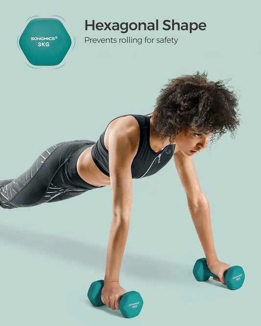 “Flexoora Hex‑Neoprene Dumbbells Set (2pcs) – Gym Fitness Body Strength Training”