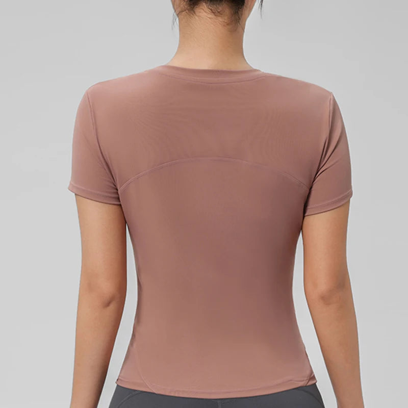 “Flexoora Women’s Quick‑Dry Round‑Neck Short‑Sleeve Gym Tee”