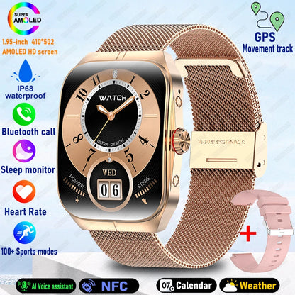 2025 New 1.95 Inch Ultra HD Smart Watch Men For OPPO GPS Tracking Bluetooth Call NFC Heart Rate Sports Fitness Women Smart Watch