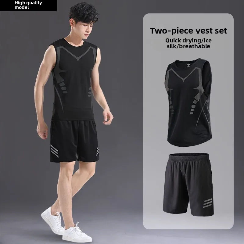 “Flexoora Men’s Ice‑Silk Quick‑Dry Summer 2‑Piece Training Set”