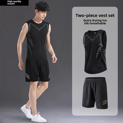 “Flexoora Men’s Ice‑Silk Quick‑Dry Summer 2‑Piece Training Set”