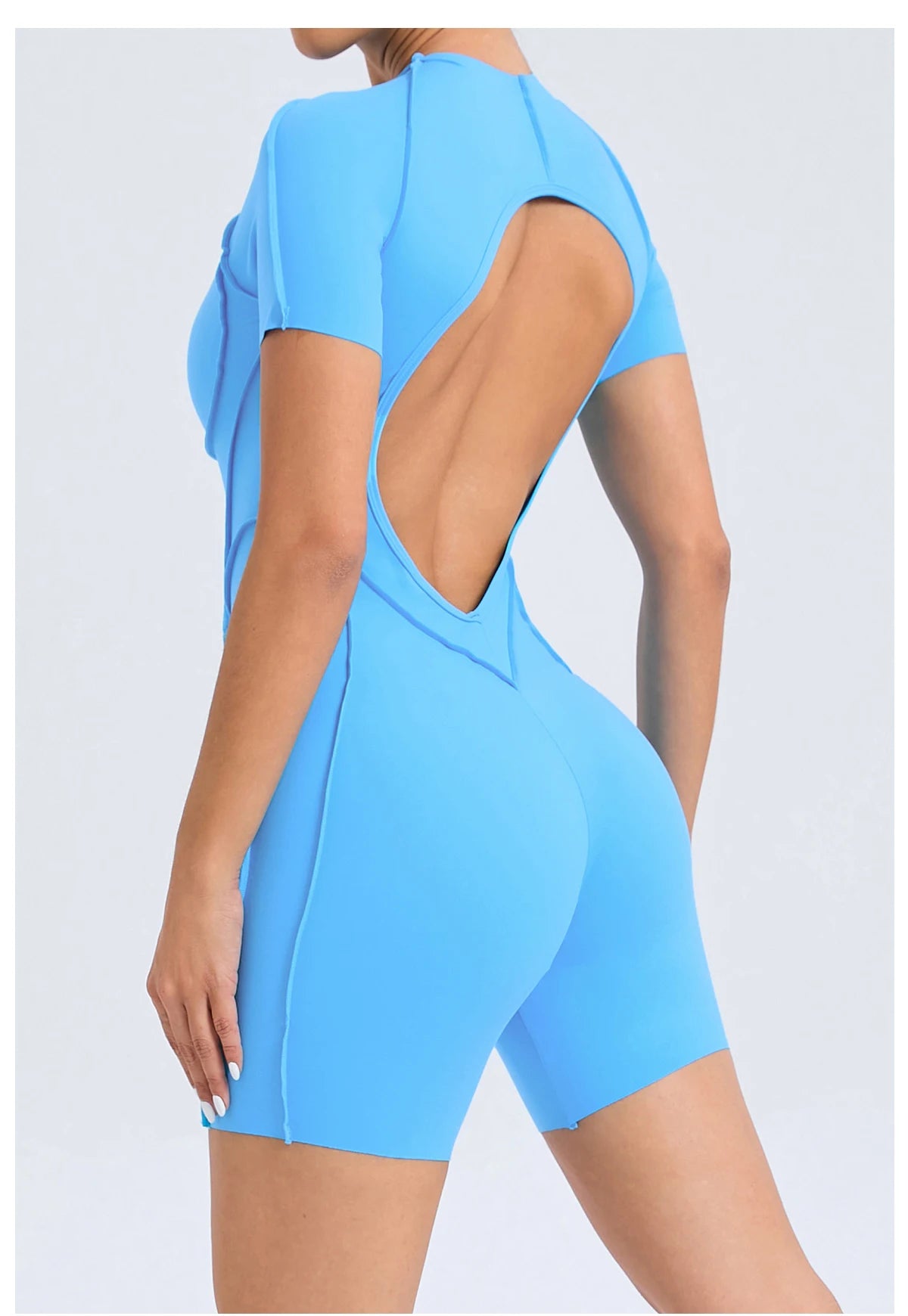 “Flexoora Women’s Backless Scrunch Booty Short Jumpsuit – Gym & Yoga”