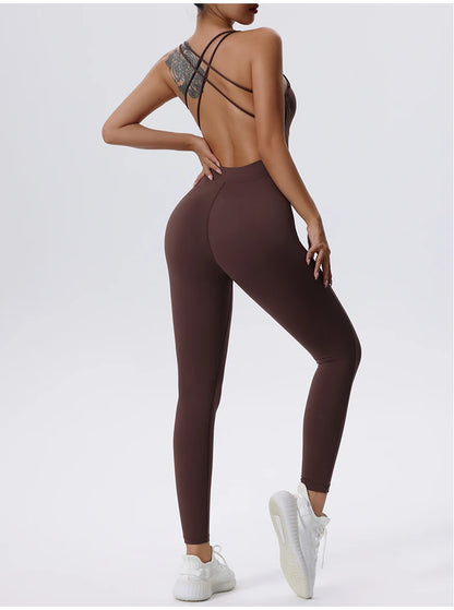 “Flexoora Women’s One‑Piece Zip‑Front Fitness Jumpsuit – Gym & Yoga”