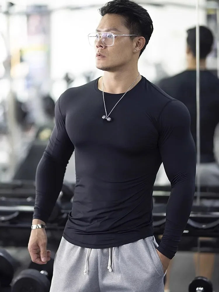 “Flexoora Men’s Quick‑Dry Tight Fit Long‑Sleeve Training Top – All‑Season”