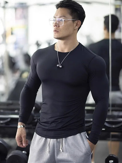 “Flexoora Men’s Quick‑Dry Tight Fit Long‑Sleeve Training Top – All‑Season”