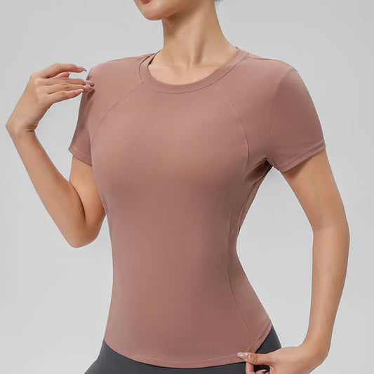 “Flexoora Women’s Quick‑Dry Round‑Neck Short‑Sleeve Gym Tee”