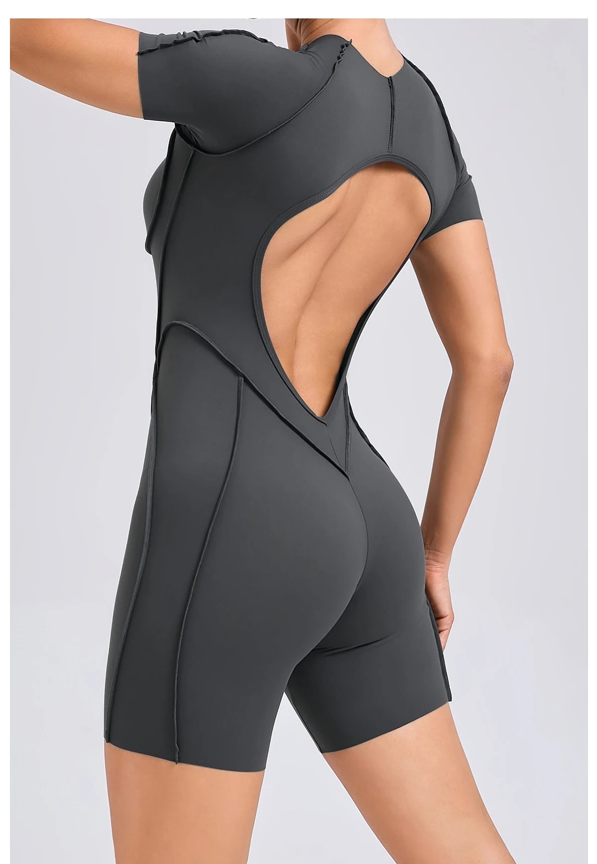 “Flexoora Women’s Backless Scrunch Booty Short Jumpsuit – Gym & Yoga”