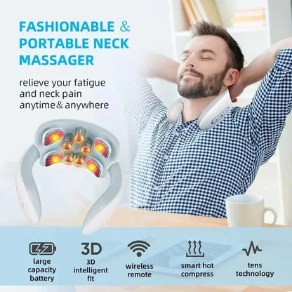 Smart Neck Massager with Heat & Pulse Therapy – Pain Relief for Neck & Shoulders
