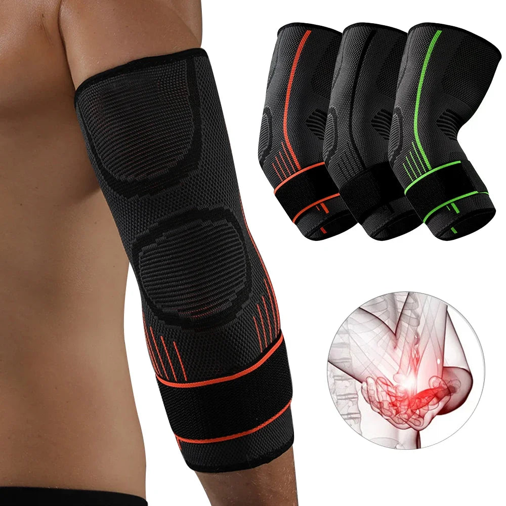 “Flexoora Adjustable Elbow Brace – Gym Fitness Body Compression Sleeve & Strap”