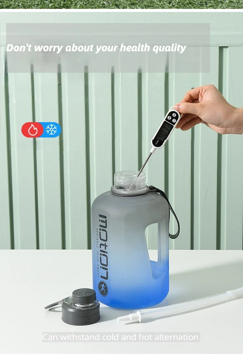 2 Liter Sports Water Bottle With Straw Large Capacity Fitness With Scale Gradient Kettle Outdoor Plastic Portable Water Bottle