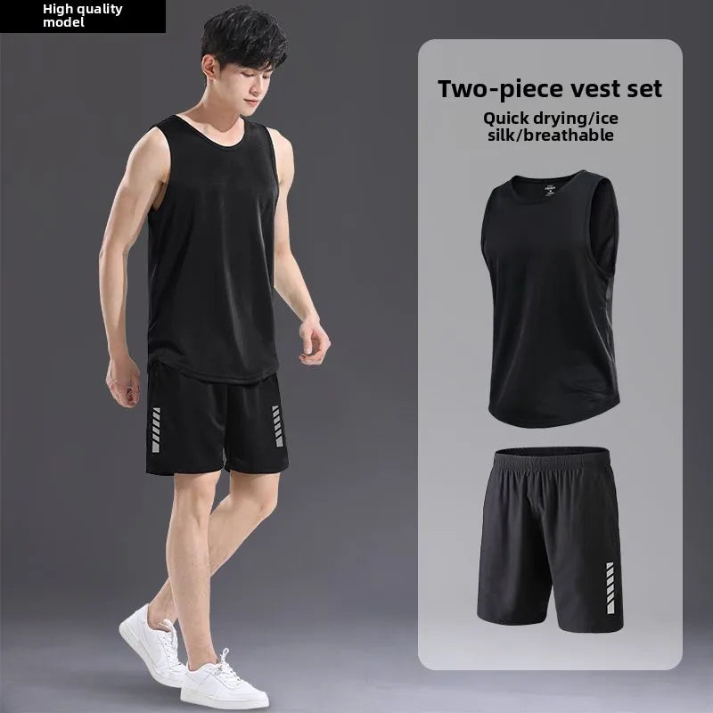 “Flexoora Men’s Ice‑Silk Quick‑Dry Summer 2‑Piece Training Set”