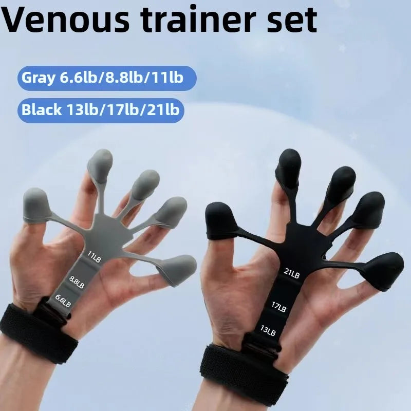 “Flexoora 5‑Finger Hand Trainer – Gym Fitness Body Silicone Wrist Puller & Finger Strengthener”