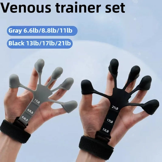 “Flexoora 5‑Finger Hand Trainer – Gym Fitness Body Silicone Wrist Puller & Finger Strengthener”