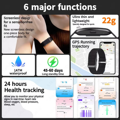 2025 Original No Screen Smart Watch Men's Sports Outdoors Fitness Heart Rate Various data Monitor 1ATM Waterproof Smartwatch