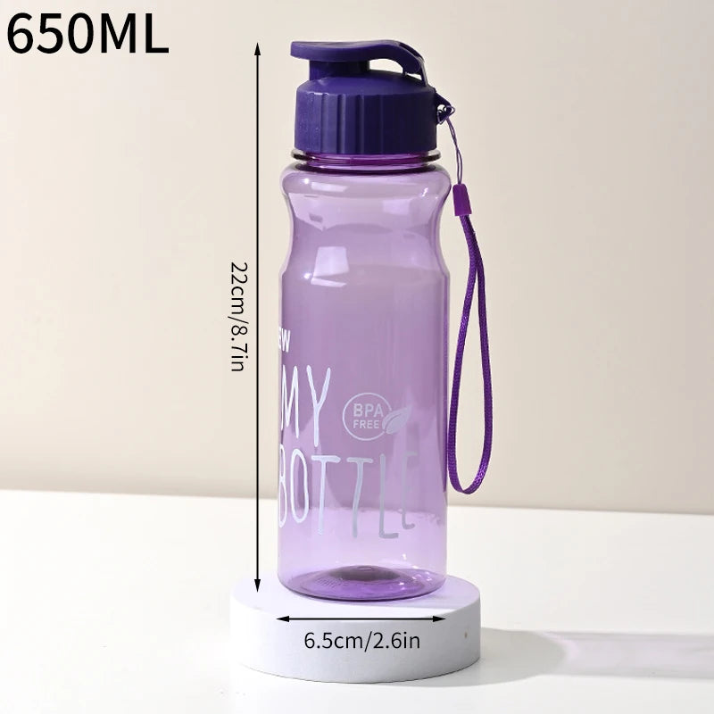 650ML Transparent&Portable Leak-proof Shaker Sports Water Bottle with Lid For School Gym Travel Girl Boy BPA Free