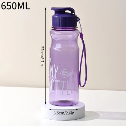 650ML Transparent&Portable Leak-proof Shaker Sports Water Bottle with Lid For School Gym Travel Girl Boy BPA Free