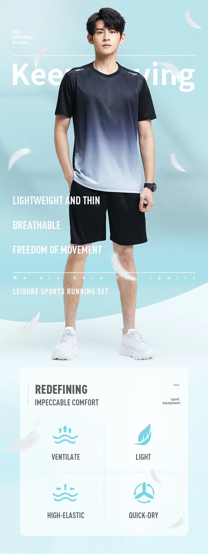 “Flexoora Men’s Ice-Silk Quick-Dry Gym Set – T-Shirt & Shorts for Running & Training”