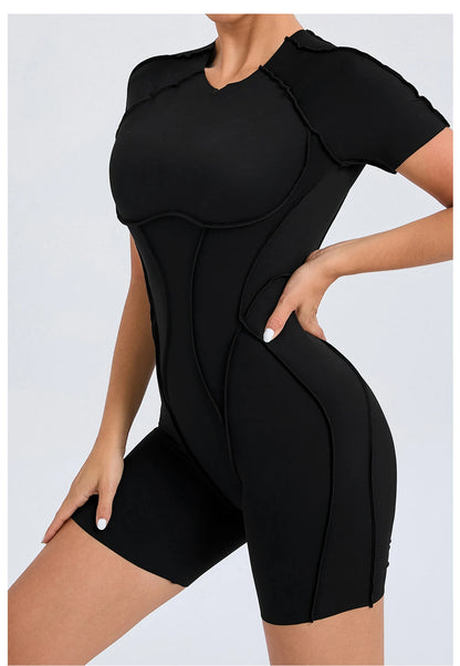 “Flexoora Women’s Backless Scrunch Booty Short Jumpsuit – Gym & Yoga”