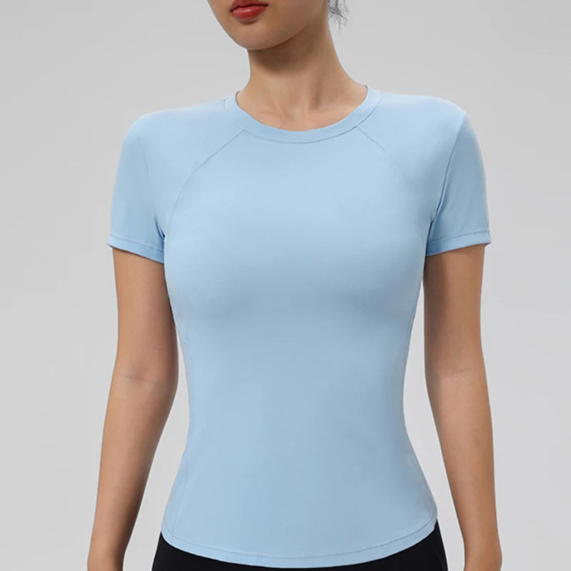 “Flexoora Women’s Quick‑Dry Round‑Neck Short‑Sleeve Gym Tee”