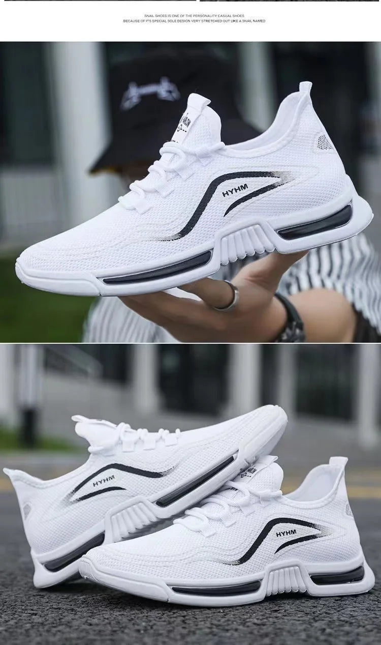 Men's sports shoes 2025 summer new sports trendy shoes anti slip casual running shoes breathable and comfortable white shoes